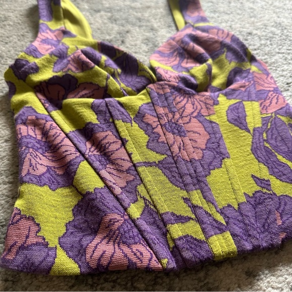 NWT Zara Jacquard Floral Corset Top - Picture 6 of 7